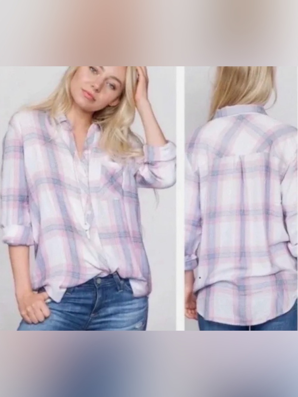 Rails Hunter plaid button-down shirt white/ pink Peony colorway Size Small - Picture 1 of 13